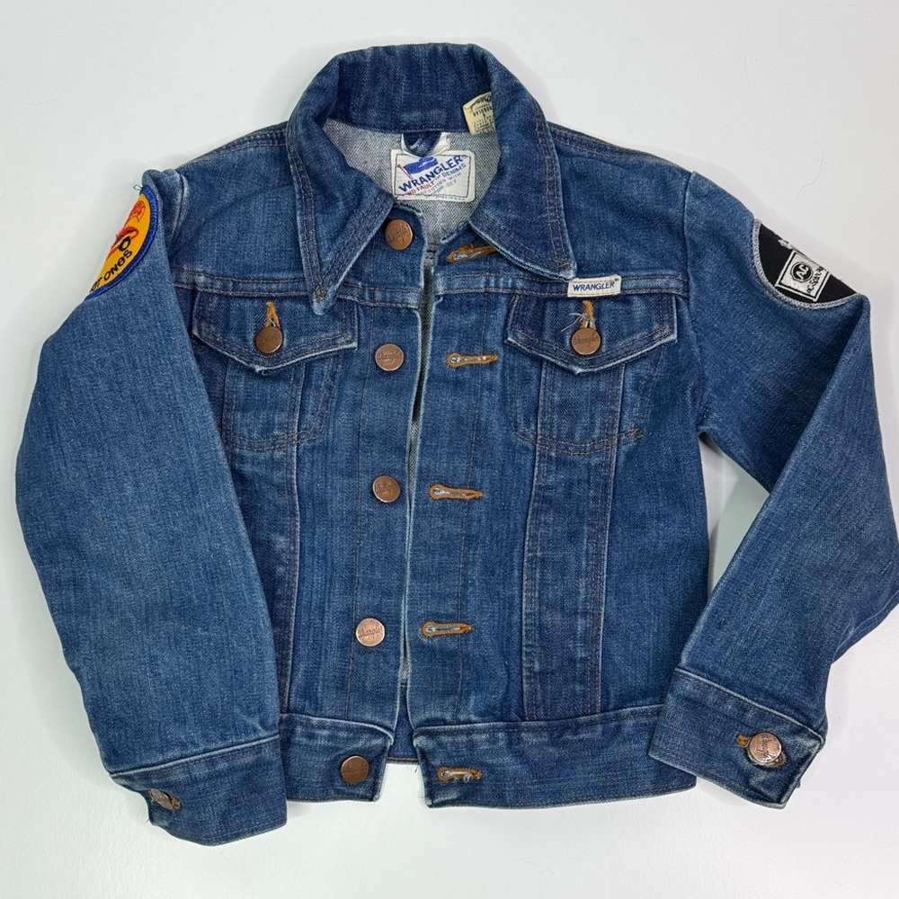 Vintage Wrangler No Fault Denim Patchwork Jacket Kids Size 8